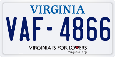 VA license plate VAF4866