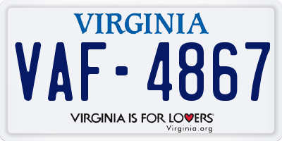 VA license plate VAF4867
