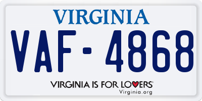 VA license plate VAF4868