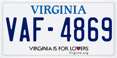 VA license plate VAF4869
