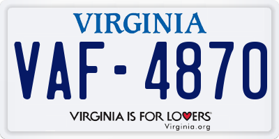 VA license plate VAF4870