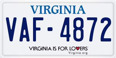 VA license plate VAF4872