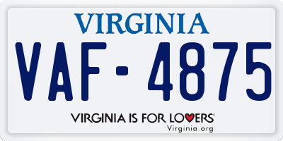VA license plate VAF4875