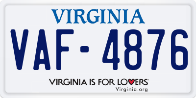 VA license plate VAF4876