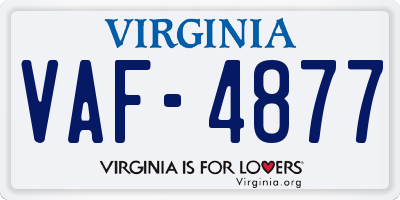 VA license plate VAF4877