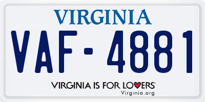 VA license plate VAF4881