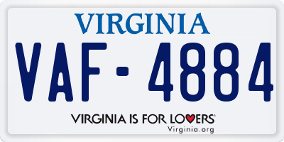 VA license plate VAF4884