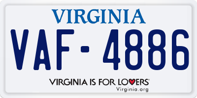 VA license plate VAF4886