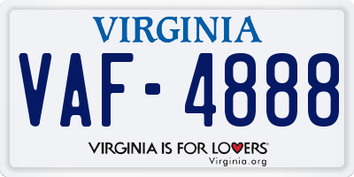 VA license plate VAF4888