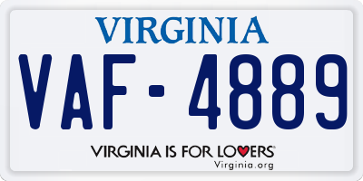 VA license plate VAF4889