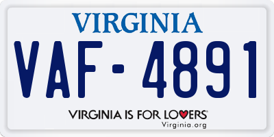 VA license plate VAF4891