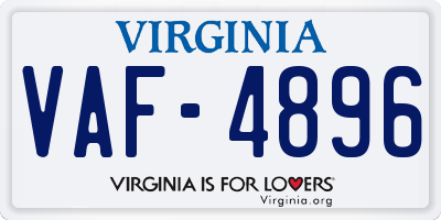 VA license plate VAF4896