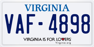 VA license plate VAF4898