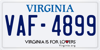 VA license plate VAF4899