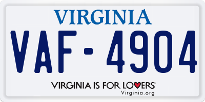VA license plate VAF4904
