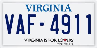 VA license plate VAF4911