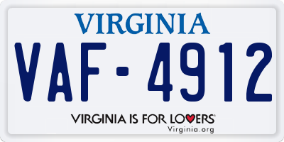 VA license plate VAF4912