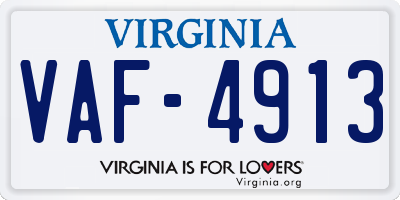 VA license plate VAF4913