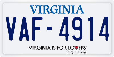 VA license plate VAF4914