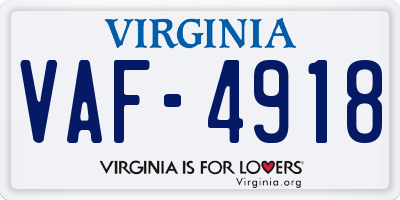 VA license plate VAF4918