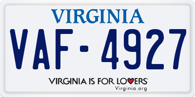 VA license plate VAF4927