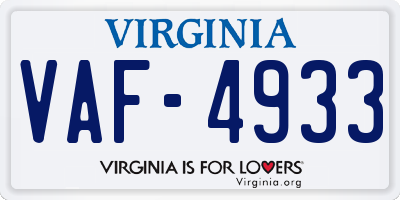 VA license plate VAF4933