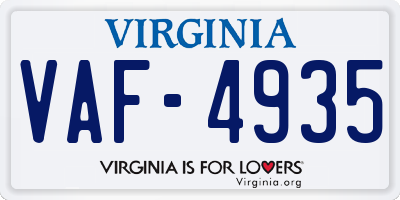 VA license plate VAF4935