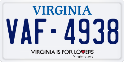 VA license plate VAF4938