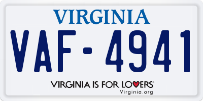 VA license plate VAF4941