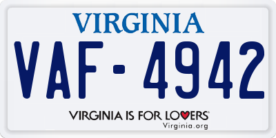 VA license plate VAF4942