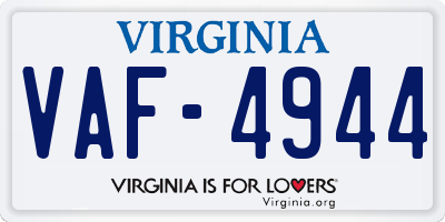 VA license plate VAF4944