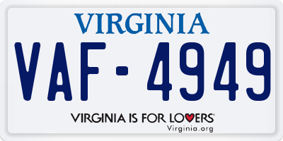 VA license plate VAF4949