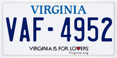 VA license plate VAF4952