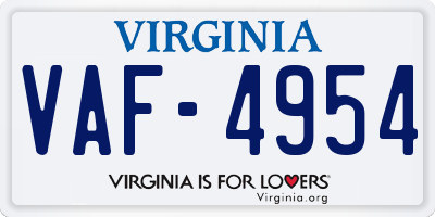 VA license plate VAF4954
