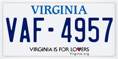 VA license plate VAF4957