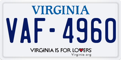 VA license plate VAF4960