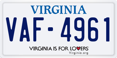 VA license plate VAF4961
