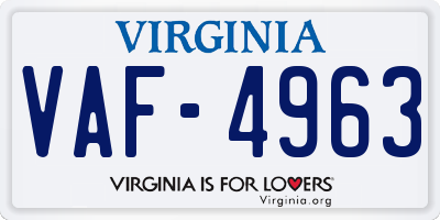 VA license plate VAF4963