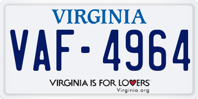 VA license plate VAF4964