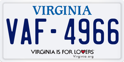 VA license plate VAF4966