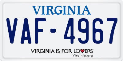 VA license plate VAF4967