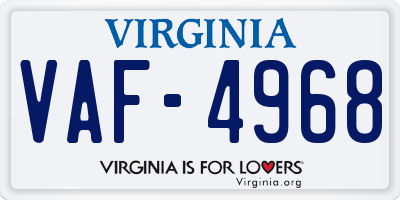 VA license plate VAF4968