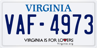 VA license plate VAF4973