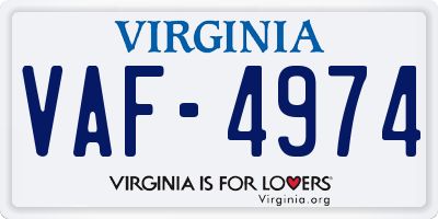 VA license plate VAF4974