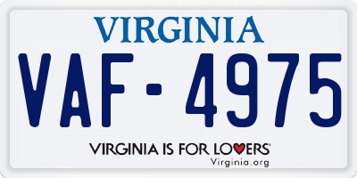 VA license plate VAF4975