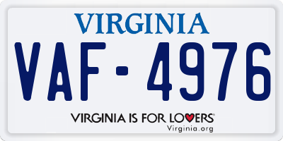 VA license plate VAF4976