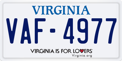 VA license plate VAF4977