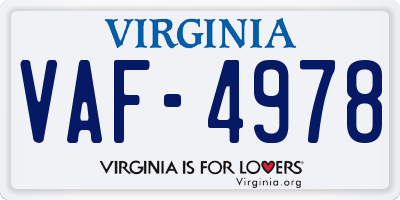 VA license plate VAF4978