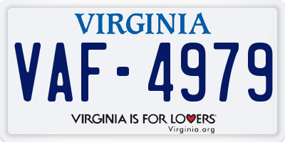 VA license plate VAF4979