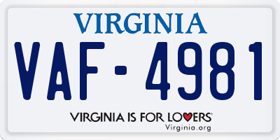VA license plate VAF4981